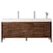 James Martin Vanities Linear 72in Double Vanity, Mid-Century Walnut w/ Glossy White Composite Stone Top 210-V72D-WLT-GW - alternate 1